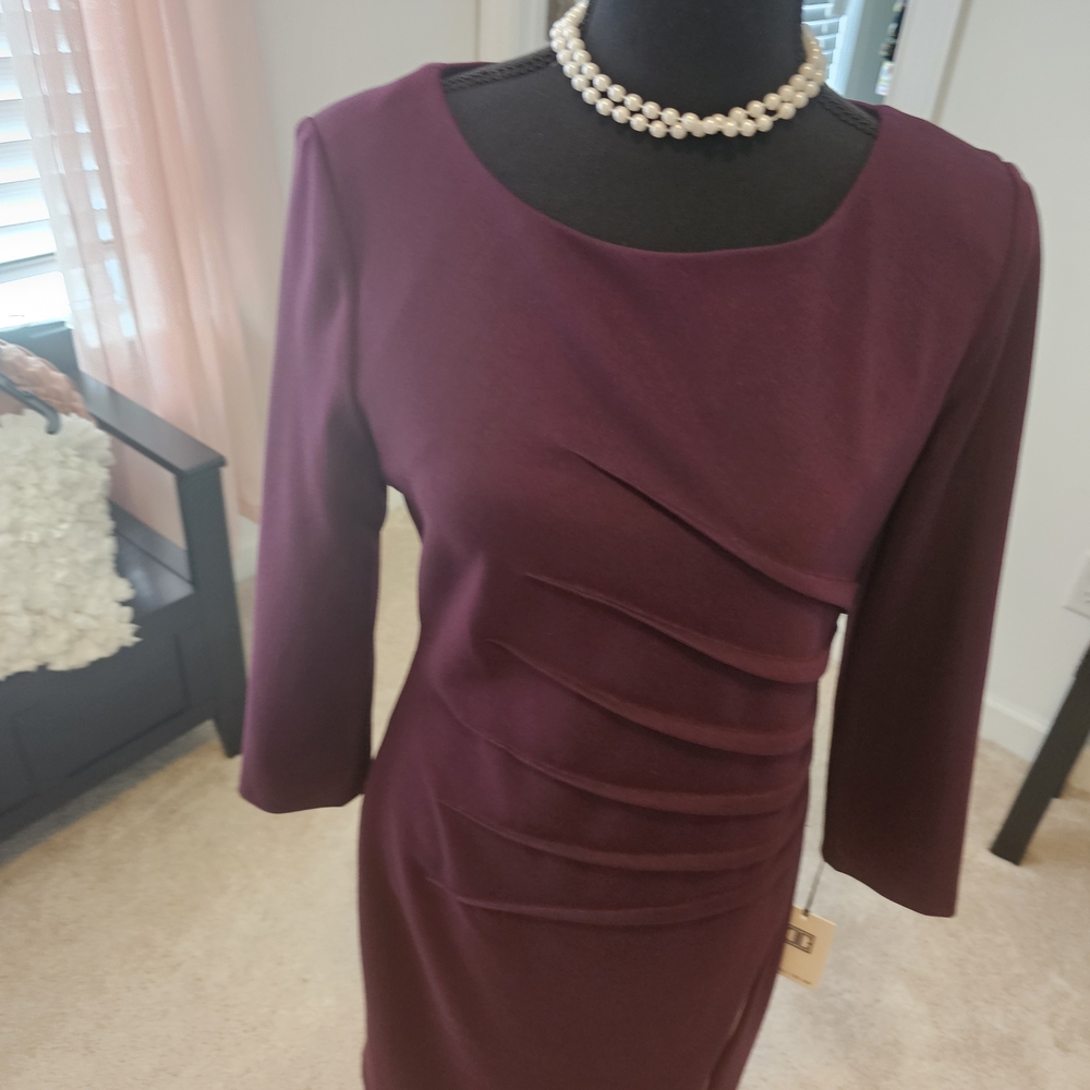 Ivanka Trump Deep Purple Long Sleeve Dress - Picture 2 of 6